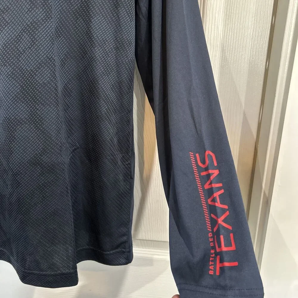 NFL Team Apparel Men's L Houston Texans 1/4 Zip LS Performance Top Shirt